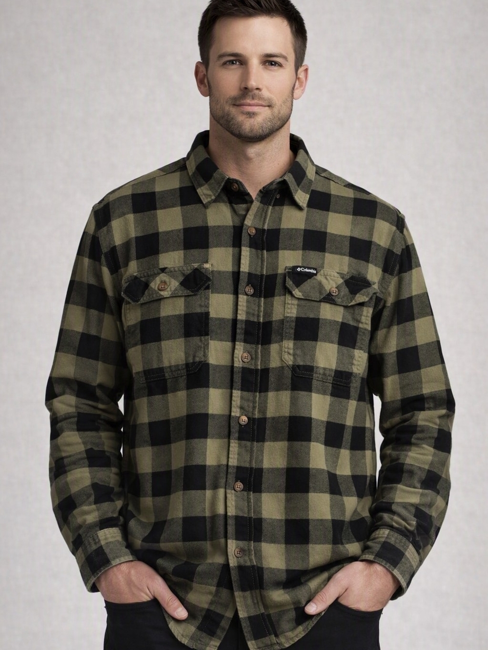 Columbia Shirt Button down Flannel Mens XXL Plaid Long Sleeve Cotton Outdoors